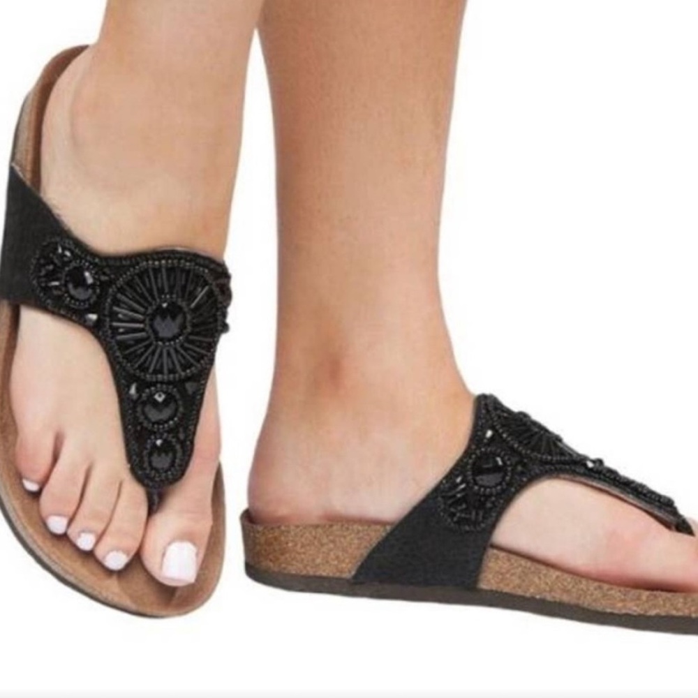 Dansko Pamela black Jewelled Flip Flops